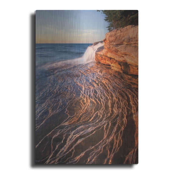 Luxe Metal Art 'Pictured Rocks Michigan I' by Alan Majchrowicz,Metal Wall Art, 12"x16"