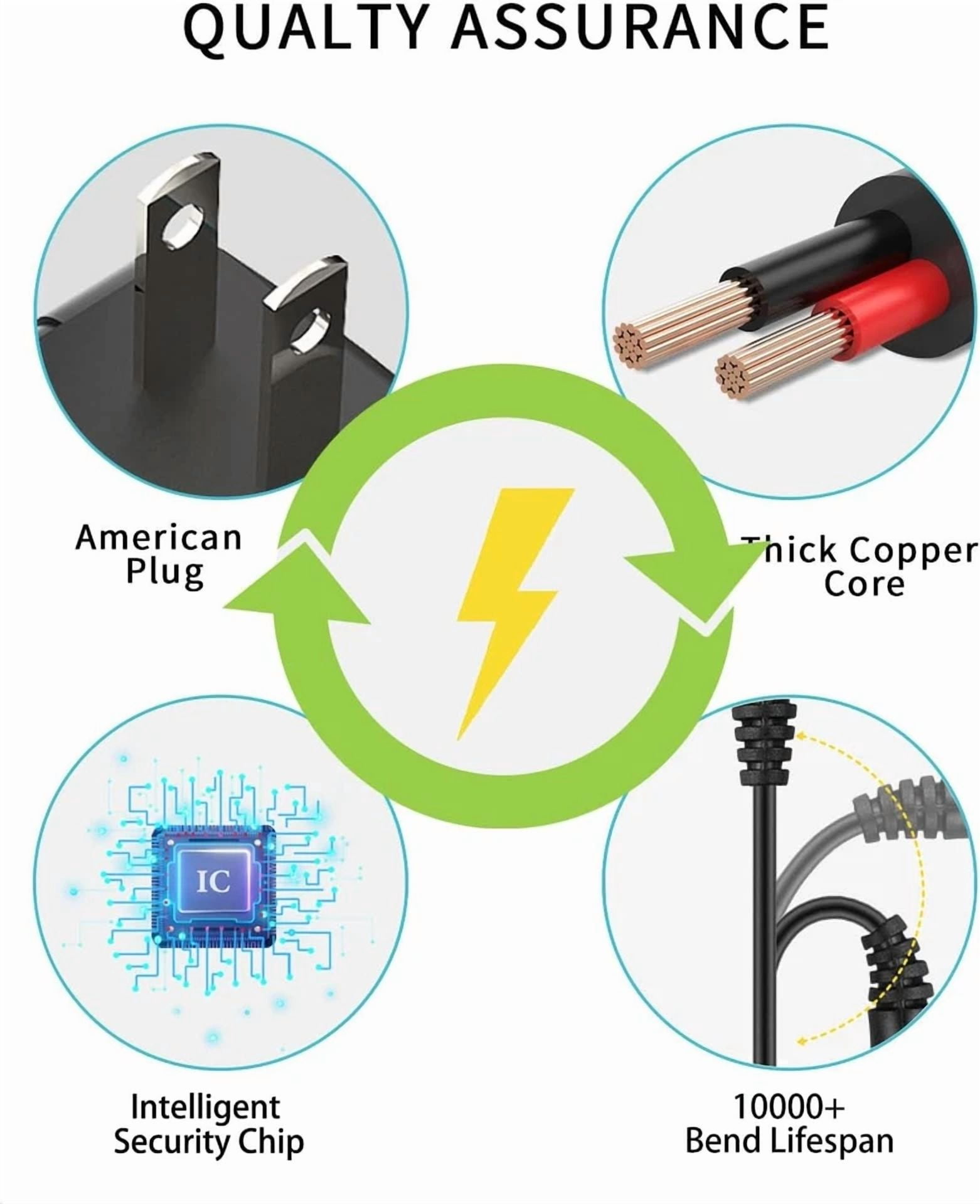 CIRCLE- 9V 2A Power Supply Adapter Ac Dc Cable Cord For Arduino Uno Mega, 5.5Mm Black