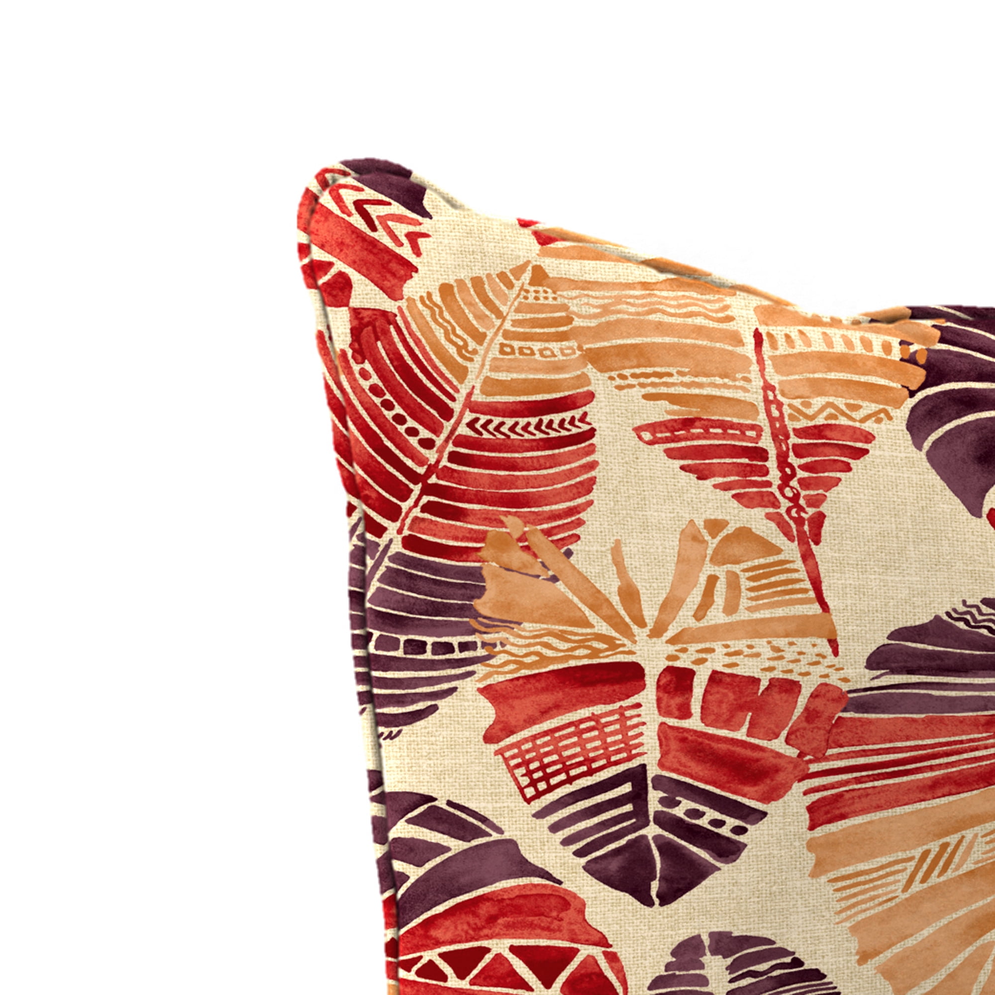 Jordan Manufacturing 46.5" x 24" Hixon Sunset Beige Leaves Rectangular Outdoor Deep Seat Chair Cushion Set with Welt