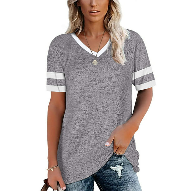 Women's Casual Loose V-neck Waist T-shirt - Walmart.com