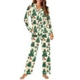 thumbnail image 4 of FOR U DESIGNS Christmas Tree Pajama Sets for Women 2 Piece Button Down Long Sleeve Button Up Pajamas Long V-neck for Women Size 2XL Jogger Loungewear with Pockets, 4 of 7