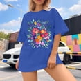 thumbnail image 5 of Graphic Tees for Women T-Shirts Women's Oversized Top Loose Short Sleeve T Shirt Style for Everyday Comfort and Casual Blue L, 5 of 5