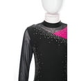 thumbnail image 5 of Yeahdor Kids Girls Dance Gymnastics Leotard Shiny Rhinestone Long Sleeve Unitard Cutout Back Figure Skating Bodysuit Hot Pink 12, 5 of 7