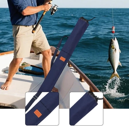 koolsoo Fishing Pole Storage Bag tear resistant canvas rod protection bag tackle storage bag travel carry case portable pocket organizer bag suitable for fishing adventure gift giving Blue 120cm