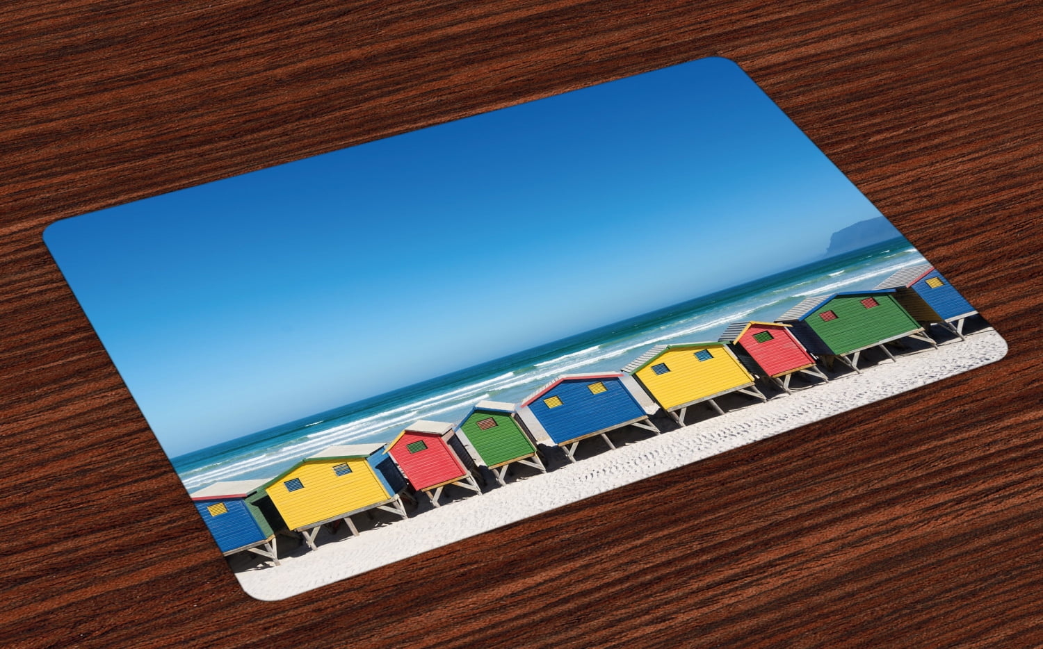 Travel Placemats Set of 4 Colorful Bathhouses at Muizenberg Cape Town