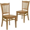 Flash Furniture 2 Pack HERCULES Series Vertical Slat Back Natural Wood Restaurant Chair