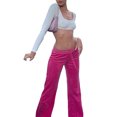 thumbnail image 3 of hirigin Women’s Solid Color Crop Tops, Summer Long Sleeve Square Neck Open Back Slim Fit T-Shirts, 3 of 6