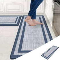 Ikohbadg Kitchen Mat Cushioned Anti-Fatigue Floor Mat, Waterproof Non-Skid Ergonomic Comfort Foam Rugs, Standing Mat for Kitchen, Floor, Office, Sink, Laundry, Blue and Gray