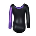 thumbnail image 3 of iiniim Girls Long Sleeve Shiny Waves Metallic Athletic Dance Gymnastics Leotard Unitard Activewear 2-14 A Purple 9-10, 3 of 7