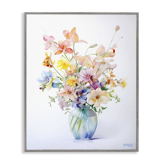 Stupell Industries French Country Simple Spring Florals Gray Framed Giclee Art, 24 x 30, by RB
