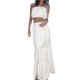 thumbnail image 5 of TRKIYQC Conjunto de 2 piezas estilo bohemio de playa para mujer, camisola corta con volantes y tiras de color sólido + falda larga para verano, blanco/naranja, S/M/L/XL TRKIYQC moderno, 5 of 9