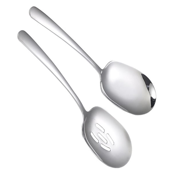BRIGHTFUFU 2Ud Cucharas Para Servir Comida De Acero Inoxidable Resistente Y Fácil Limpieza Color Plata