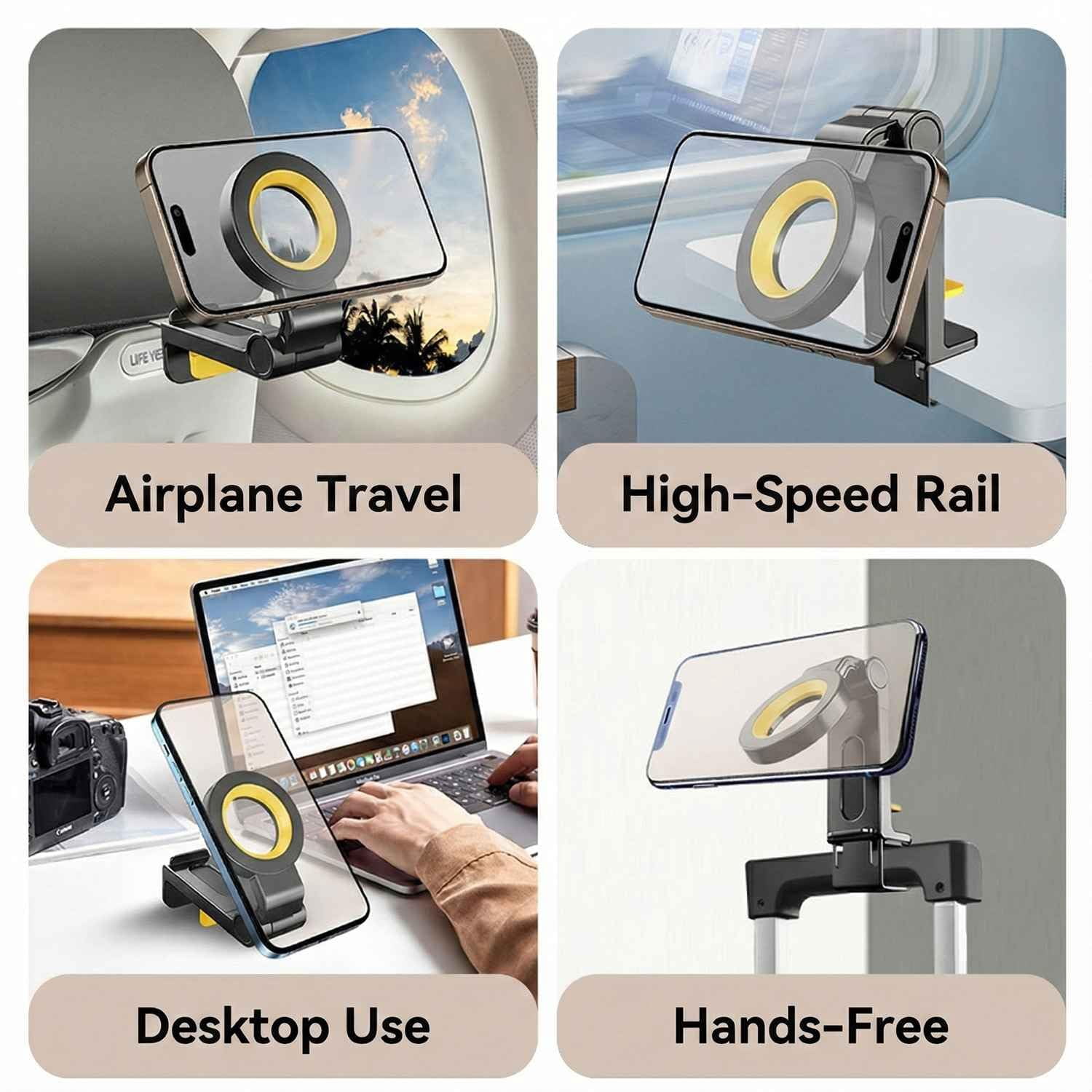 Magnetic Airplane Phone Holder for Magsafe, Phone Mount Compatible with iPhone 17 Air 16 15 14 Plus 13 12 Pro Max Mini Magsafe Case, Travel Essentials Must Have Accessories for Flying