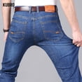 thumbnail image 3 of KUBRO, pantalones vaqueros finos de verano para hombre, pantalones vaqueros rectos azules, pantalones vaqueros holgados informales para trabajo, pantalones vaqueros de pierna ancha de alta elasticida, 3 of 5