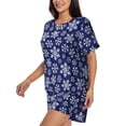 thumbnail image 2 of Fuzoiu Snowflakes On Dark Blue Print Women's Short-Sleeved Pajama Set,Lounge Sleepwear Set,Womens Pajama Sets 2 Piece,Button-Up Top and Shorts with Pockets-XX-Large, 2 of 7