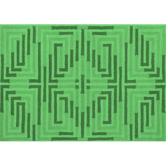 Ahgly Company Indoor Rectangle Abstract Emerald Green Contemporary Area Rugs, 6' x 9'