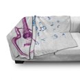thumbnail image 3 of Guitar Soft Flannel Fleece Blanket, Watercolor Musical Instrument with Notes Sheet Elements Brush Stroke Effect, Cozy Plush for Indoor and Outdoor Use, 50" x 60", Magenta Blue White, by Ambesonne, 3 of 6