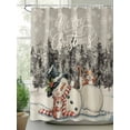 thumbnail image 2 of Fsddascl Grey Snowman Christmas Shower Curtain Set - Small 36" x 72" Washable Bathtub Curtain with 12 Hooks, Xmas Tree Rustic Snowflake Waterproof Fabric Stall Shower Curtains for Bathroom/Bathtub, 2 of 6