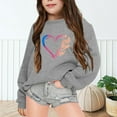 thumbnail image 3 of XEGLSBU Hoodies for Girls 10-12 Navy Blue Children's Autumn And Winter Part Letter Printed Round Neck Long Sleeved Sweatshirt Grey-A Size 13-14 Years, 3 of 7