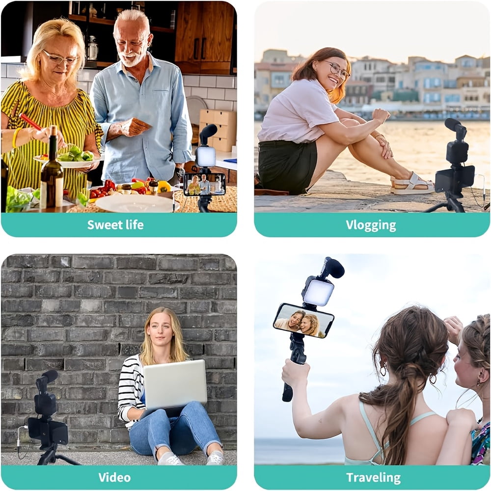 Podcast And Video Blogging Kit - Record Your Own Podcasts And Video Blogs Like Your Favorite Influencers! Folding Tripod, LED Lights And Microphone