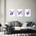 thumbnail image 4 of ZHONGYUTONG 3 Piece Purple Butterfly Canvas Wall Art Butterfly Pictures Wall Decor Watercolor Painting for Girls Room Decor Framed (11.00" x 14.00" x 3PCS), 4 of 5