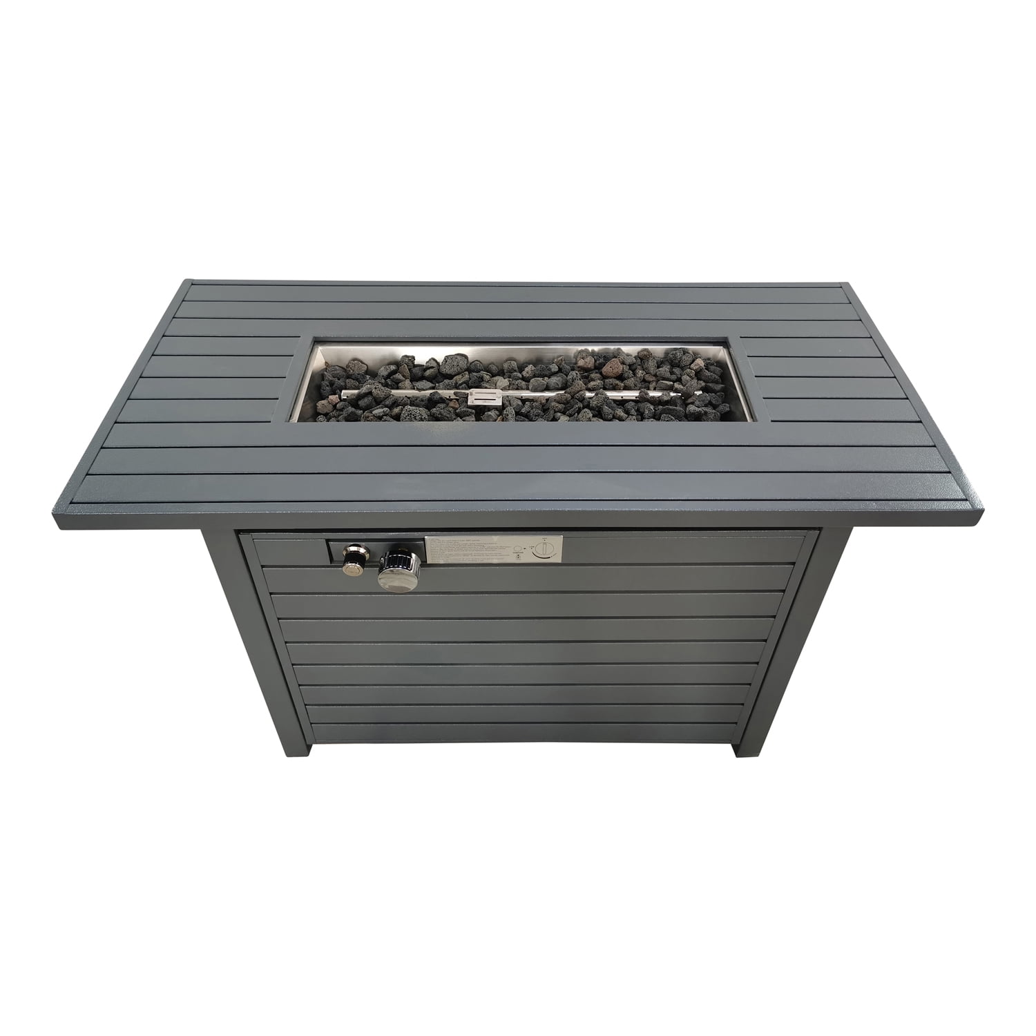 E-Western Living Source International 25 Inch Steel Outdoor Fire Pit Table with Lid Gray