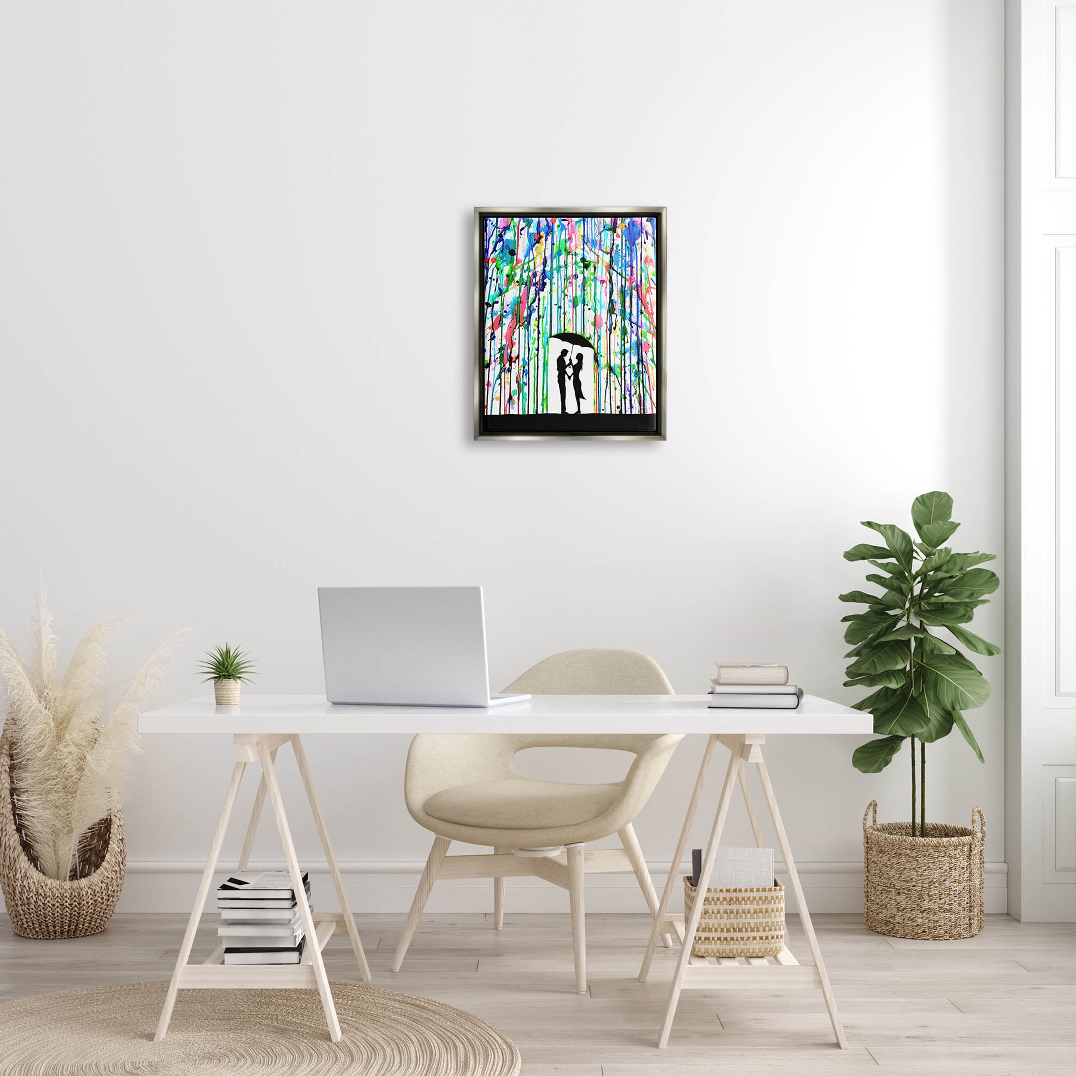 Vivid Couple Urban Drip Rainfall Abstract Graphic Art Luster Gray Framed Art Print Wall Art