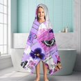 thumbnail image 6 of Purple Butterfly Flower Text Pattern Hooded Bath Towel，60"x35" for Ages 3 To 12 Kids, Quick Dry Lightweight Soft Microfiber Hood Beach Towel Cover Up for Kids, 6 of 7