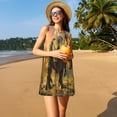 thumbnail image 3 of Honeii Realistic Style Forest Dinosaur Print Women's Sleeveless Dress, Loose Fit Casual Dress for Women, Summer Fashion Dress, 3 of 7
