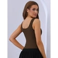thumbnail image 2 of Unique Bargains Women's Ribbed Square Neck Camisoles Slim-Fit Lace Trim Tank Tops L Brown, 2 of 6
