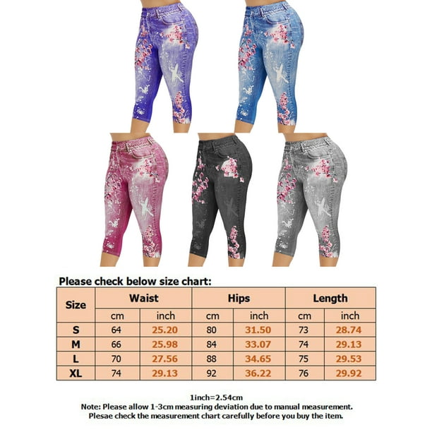Fashnice Ladies Capri Denim Print Leggings Butt Lifting Look