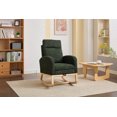 thumbnail image 5 of Solid Wood Legs Nursery Glider Rocking Chair with High Backrest, Upholstered Armchair Featuring Side Pocket for Baby Nursery and Living Room Comfort, 5 of 9