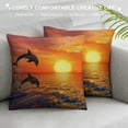 thumbnail image 3 of Chilfamy Dolphin Sea Sunset Decorative Throw Pillow Cover Pillow Case Soft Square  Cushion Pillow Cover Farmhouse Rustic Home Decor for Sofa Living Room Couch Bed White, 3 of 5