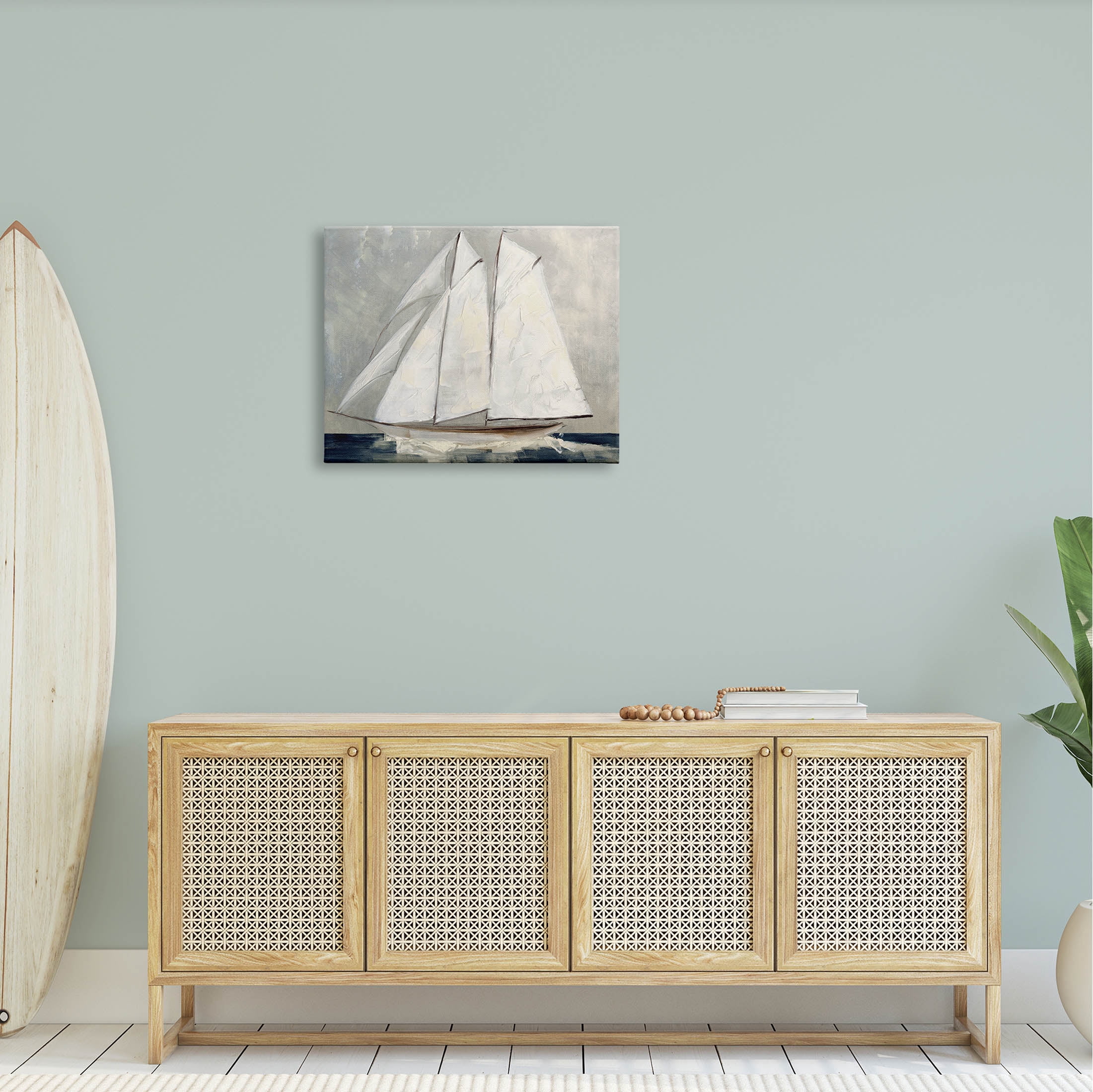 Stupell Industries Nautical Sailboat Dark Ocean Water Painting Gallery Wrapped Canvas Print Wall Art, Design by Sally Swatland