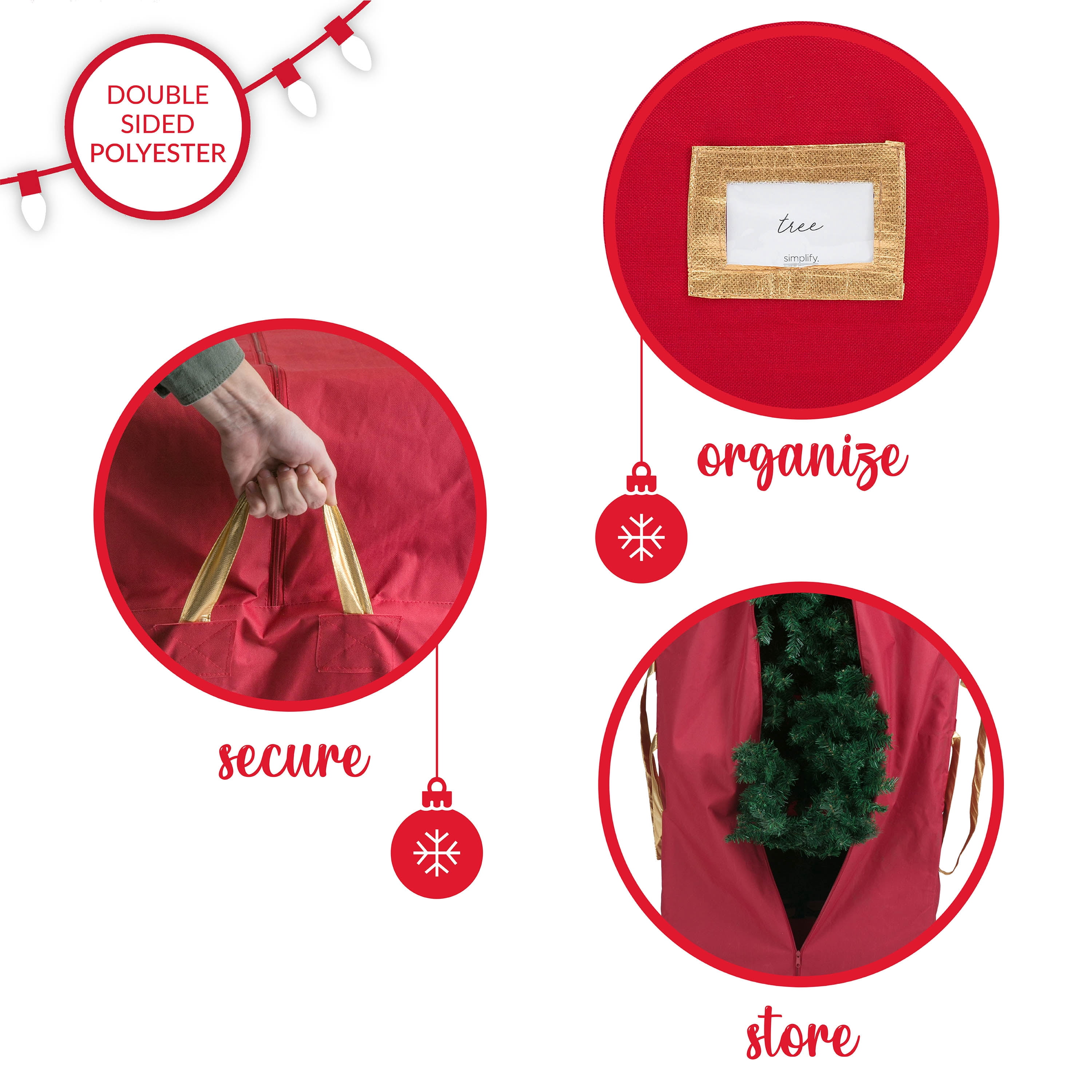 Simplify The Holiday Collection Polyester Holiday Storage Tote with Wheeled Base, Red