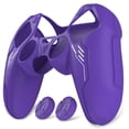 thumbnail image 2 of PlayVital Mecha Edition Silicone Cover Compatible with ps5 Controller with 2 Joystick Caps and 6 Stickers, Shockproof Non-Slip Grip Protector Accessories, Fits for ps5 Charging Station - Purple, 2 of 9