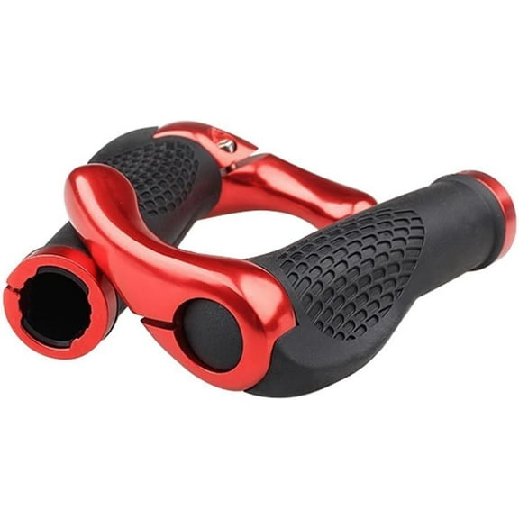 BlueSunshine The Comfiest Ergonomic Bicycle Handlebar Rubber Grips with Anti-Slip Contoured Design and Aluminum Alloy Inner Ring Clamps
