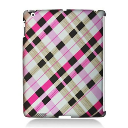 insten Checker Rubberized Hard Snap-in Protective Back Case Cover For Apple iPad 2 / 3 / 4 - (Best Virus Checker For Ipad)