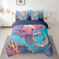 thumbnail image 2 of Cute Axolotl Twin Comforter Sets Ocean Axolotl Bed In A Bag 7 Pcs,Cartoon Salamander Animal Bedding Set Underwater World Sealife Sheet Set With Comforter, 2 of 5
