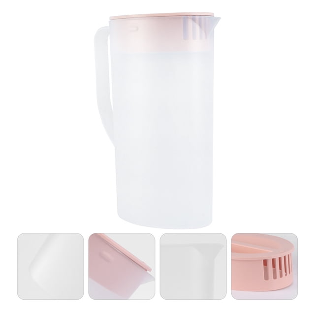 UPGRATOR 1Pcs Water Pitcher for Water Pink Plastic Easy to Refill and Clean Family Parties