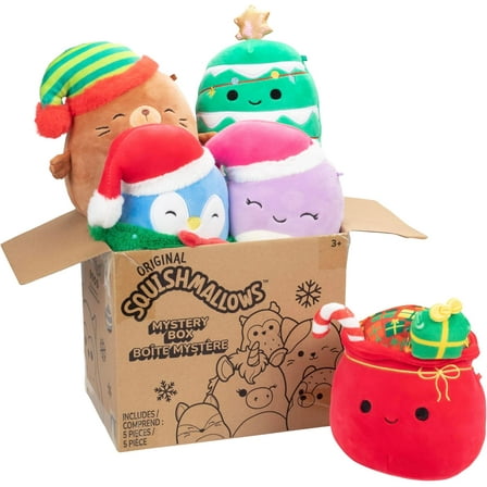 Squishmallows Original 5-Inch Mystery Box 5 Pack - Official Jazwares Plush - Includes Various Holiday Plush - Collectible Soft & Squishy Mini Stuffed Animal Toy - Gift for Kids, Girls & Boys