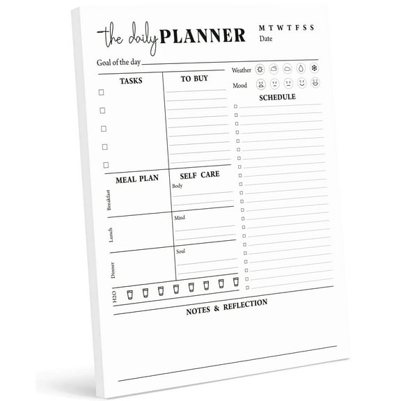 Inkdotpot Daily Planner Tear Off Pad, To-Do List Notepad- 50 Undated Sheets- Day Schedule Planner- Work Planner- Day Organizer Notepad- Meal PrepProductivity Notepad With Sleeve-5.8 x 8.2inch - NT