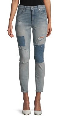 patchwork skinny jeans womens