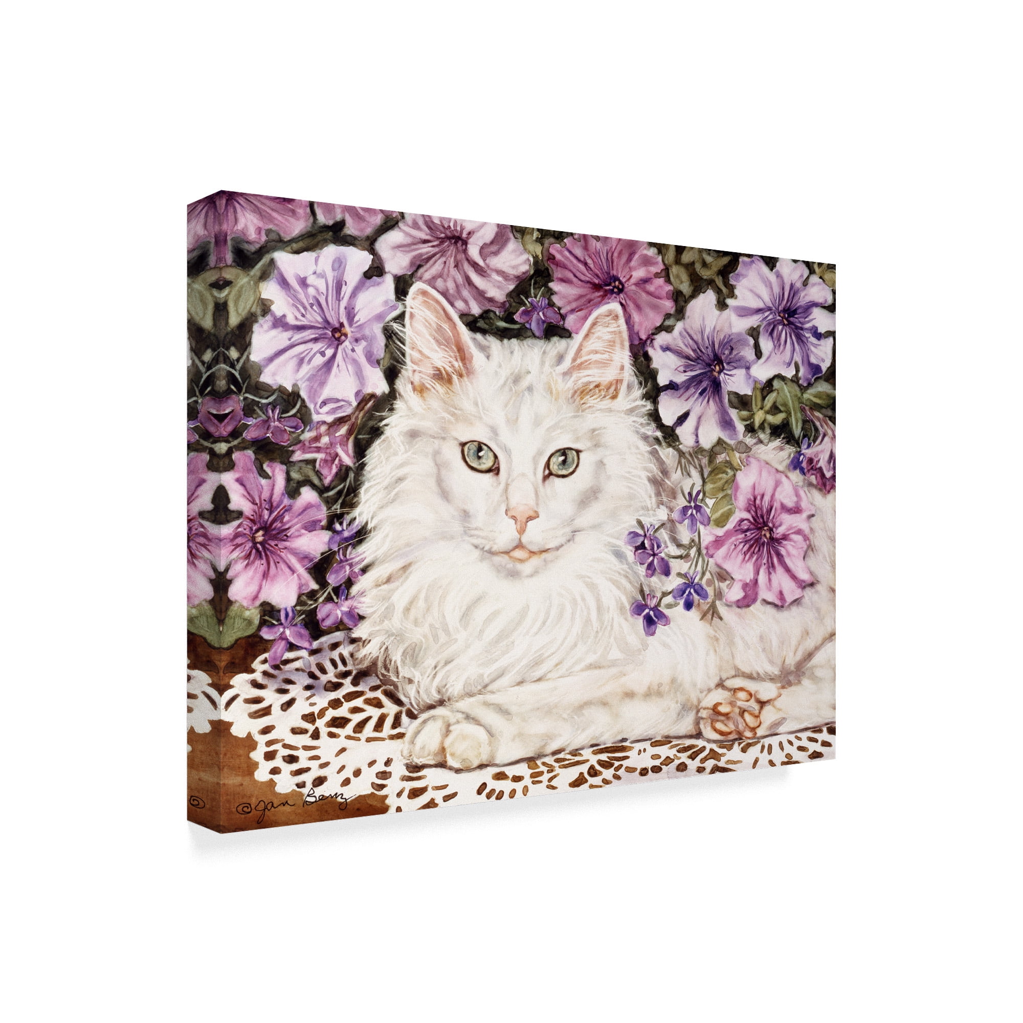 Trademark Fine Art 'Lilly White Cat' Canvas Art by Jan Benz