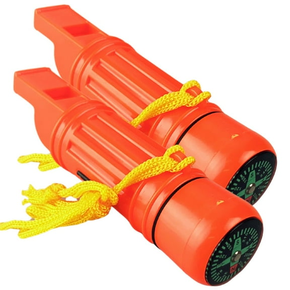 ADROIT 2 Pack 4 in 1 Hiker's Emergency Whistle  Compass, Mirror, Storage & More  Essential Safety Gear  High Visibility  Great for Hiking, Camping, Mountaineering, Backpacking