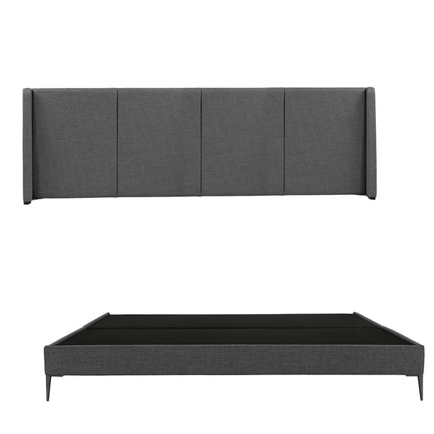 Box Base Cama Slim King Size+Cabecera Milan Gris Oscuro