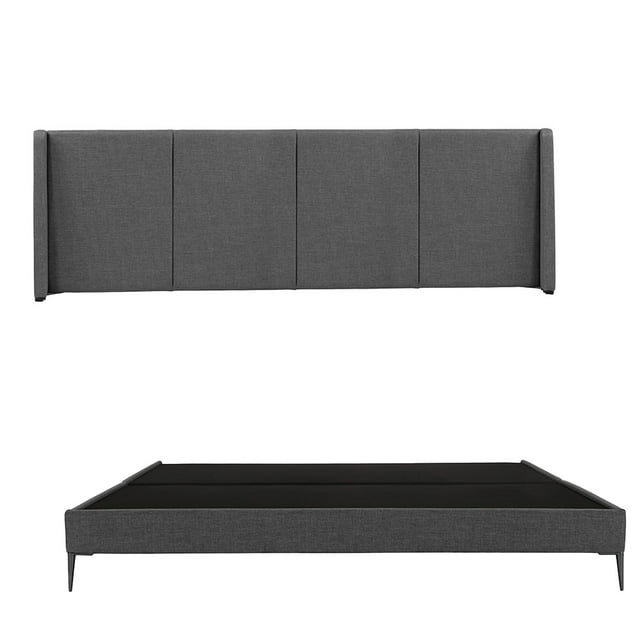 Box Base Cama Slim King Size+Cabecera Milan Gris Oscuro