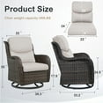 thumbnail image 5 of OPOHORO High Back Patio Swivel Glider Chairs Set of 2, All Weather Outdoor Brown Wicker Swivel Glider Rocking Chairs for Porch Deck with Thick Cushion in Beige, 5 of 10