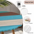 thumbnail image 4 of Round Fitted Tablecloth with Elastic Teal Blue Brown Wood Grain Tablecloths Farm Barn Wooden Stripes Patio Table Cover for Kitchen Dinner Party Picnic Decor Fits Tables up to 36"- 44" Diameter, 4 of 9