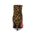 thumbnail image 2 of BLISSFUL STEP Women's Shoes Pointy Toe Print Stiletto Heel Boots Red 7, 2 of 8